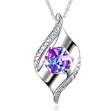PLATO H Color Change Necklace, Purple Crystal necklace Pretty Pendant Necklace With Swarovski Cube Crystal Women Fasion Necklace Gifts, Christmas Day Gifts, Valentines Day Gift, Mother's Day Gifts