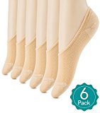 Women 6 Pack No Show Socks Non Slip Casual Flat Boat Liner Low Cut Socks Nude